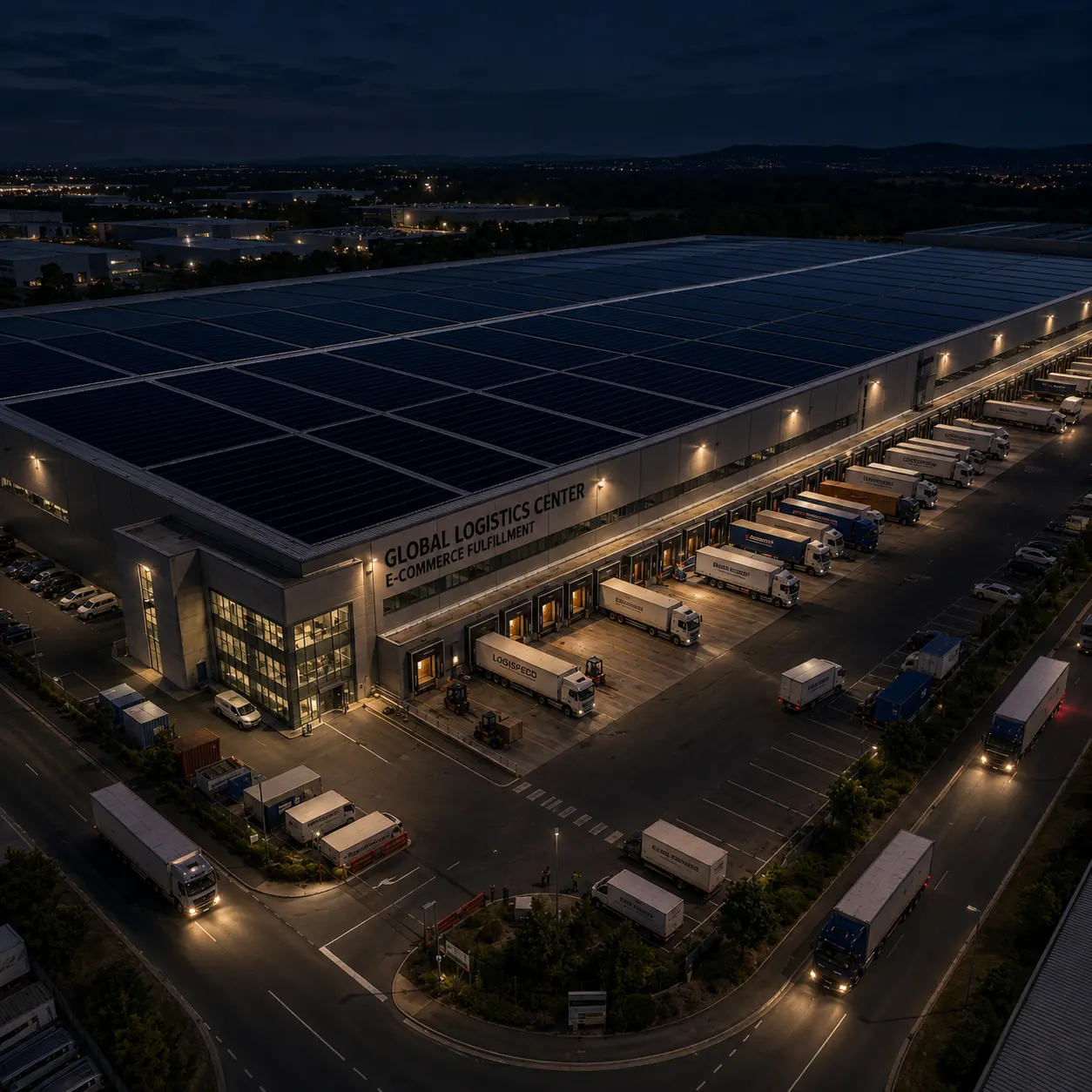 Entrepôt industriel de nuit